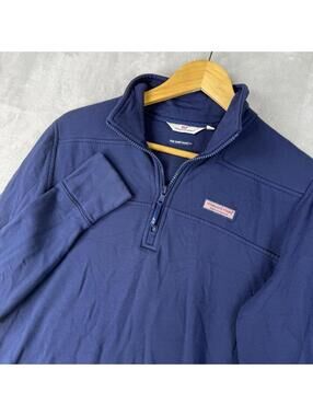 Vineyard Vines The Shep Shirt 1/4 Zip Dark Blue Sweatshirt size S Soft Casual